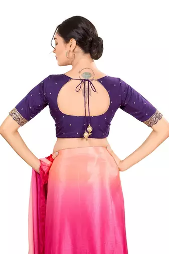 Dark Brinjal Padded Silk Sweatheart Neck Blouse