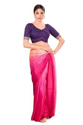 Dark Brinjal Padded Silk Sweatheart Neck Blouse 4