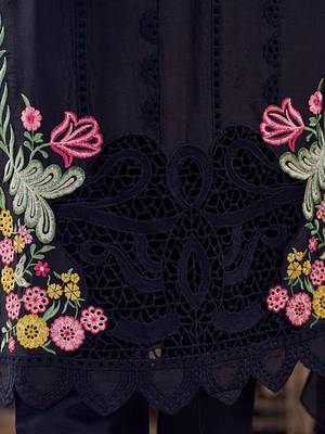 black muslin embroidered dress material 5