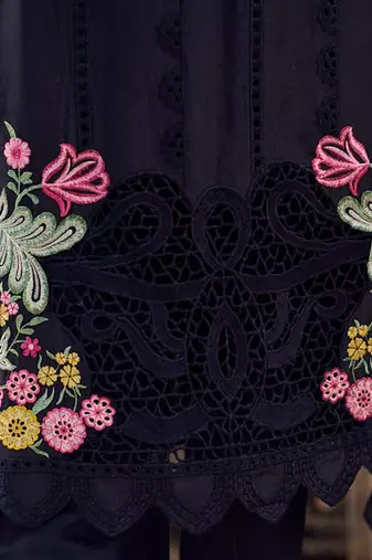 black muslin embroidered dress material