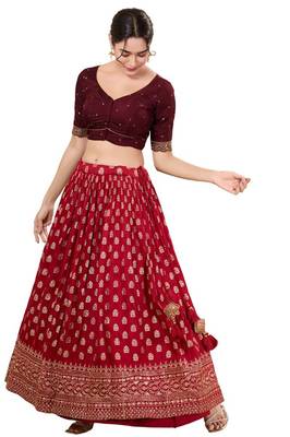 Dark Maroon Padded Silk Sweatheart Neck Blouse 4