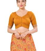 Mustard Padded Silk Sweatheart Neck Blouse