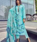 turquoise muslin digital printed dress material