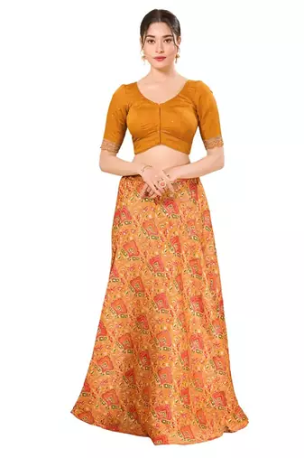 Mustard Padded Silk Sweatheart Neck Blouse
