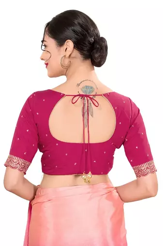 Tomato Pink Padded Silk Sweatheart Neck Blouse
