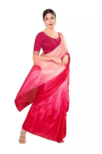 Tomato Pink Padded Silk Sweatheart Neck Blouse