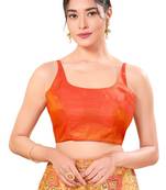 Dark Rust Padded Jain Silk Square Neck Blouse