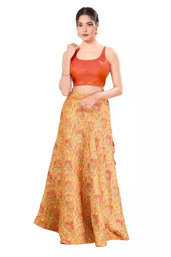Dark Rust Padded Jain Silk Square Neck Blouse