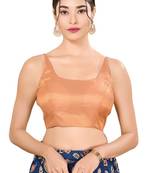 Rose Gold Padded Jain Silk Square Neck Blouse