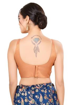 Rose Gold Padded Jain Silk Square Neck Blouse 2