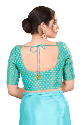 Light Blue Padded Tissue Round Neck Blouse 2