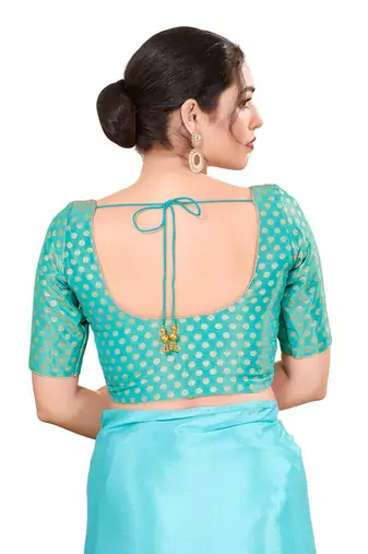 Light Blue Padded Tissue Round Neck Blouse
