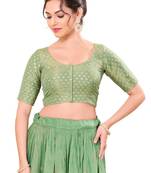 Pista Green Padded Tissue Round Neck Blouse