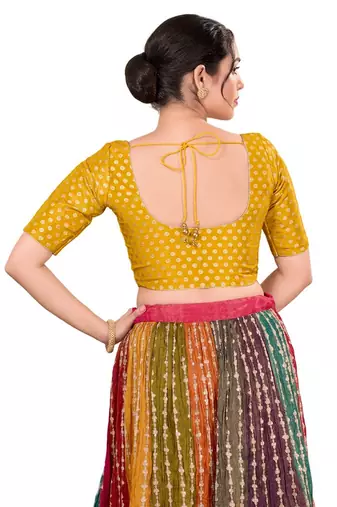 Yellow Padded Tissue Round Neck Blouse