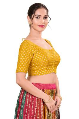 Yellow Padded Tissue Round Neck Blouse 3
