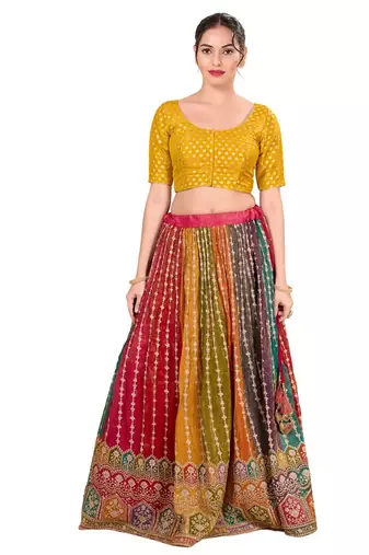 Yellow Padded Tissue Round Neck Blouse