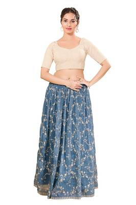 Light Gold Padded Brocade Square Neck Blouse 4
