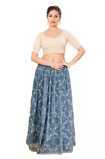 Light Gold Padded Brocade Square Neck Blouse