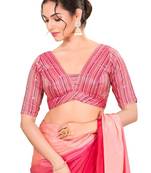 Purple Multi Padded Brocade V Neck Blouse