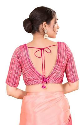 Purple Multi Padded Brocade V Neck Blouse 2