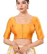 Mustard Padded Taffeta Silk Round Neck Blouse