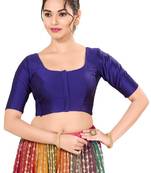 Royal Blue Padded Taffeta Silk Round Neck Blouse