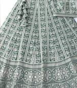 Dark Green Faux Georgette  Embroidered Lehenga Choli