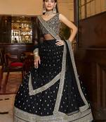 Faux Georgette Embroidered Black Trendy Lehenga Choli