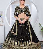 Black Faux Georgette Embroidered Trendy Lehenga Choli