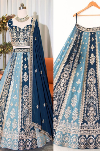 Blue Reception Lehenga Choli for Women