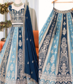 Blue Reception Lehenga Choli for Women