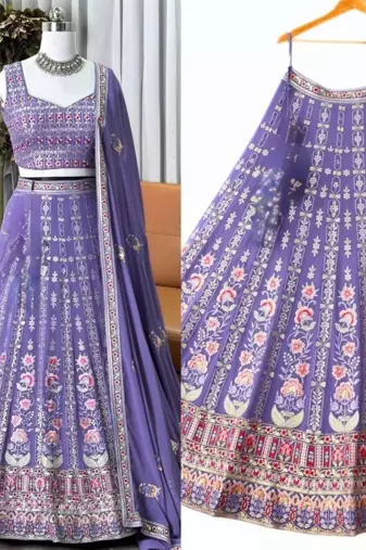 Lavender Wedding Lehenga Choli for Women