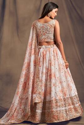 Faux Georgette White Embroidered Trendy Lehenga Choli 4