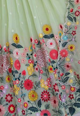 Georgette Embroidered Light Green Lehenga Choli 4