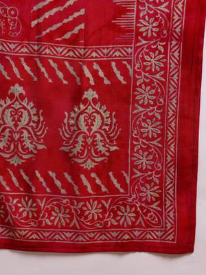 maroon color printed polyester styles kurta trouser with dupatta 6