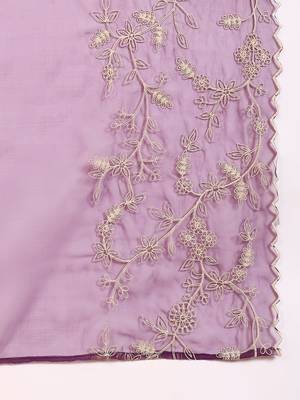 Purple Polyester Threadwork Anarkali Suit 6