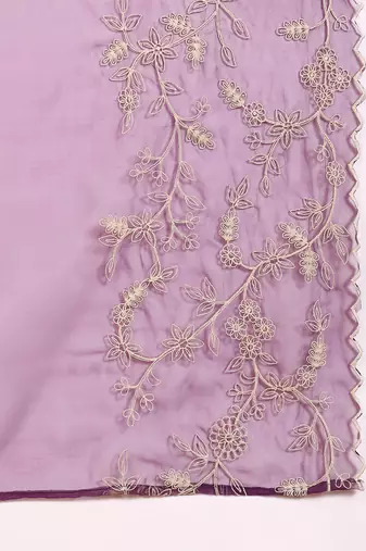 Purple Polyester Threadwork Anarkali Suit