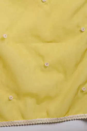 women yellow silk blend solid embroidered anarkali kurta palazzos with dupatta