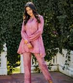 Pink bandhej muslin co-ord set