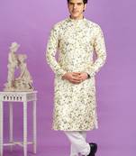 Yellow digital print  on semi cotton straight kurta without lining fabric