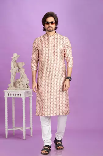 brown digital print  on semi cotton straight kurta churidar without lining fabric