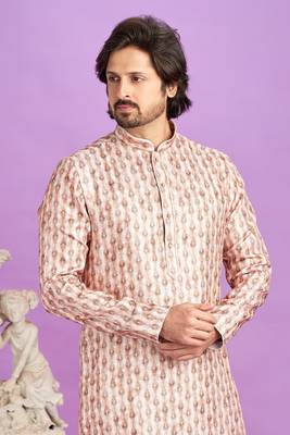 brown digital print  on semi cotton straight kurta churidar without lining fabric 3