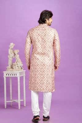 brown digital print  on semi cotton straight kurta churidar without lining fabric 4