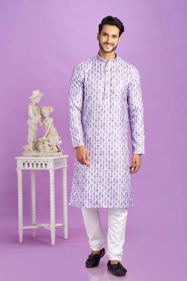 purple digital print  on semi cotton straight kurta churidar without lining fabric 1