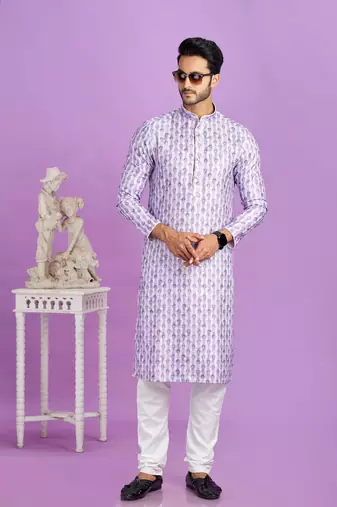 purple digital print  on semi cotton straight kurta churidar without lining fabric