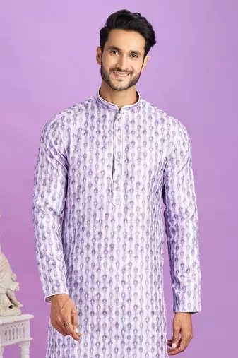 purple digital print  on semi cotton straight kurta churidar without lining fabric