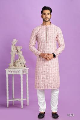 pink digital print  on semi cotton straight kurta churidar without lining fabric 1