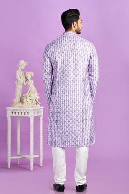 purple digital print  on semi cotton straight kurta churidar without lining fabric 4