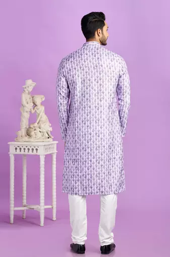 purple digital print  on semi cotton straight kurta churidar without lining fabric
