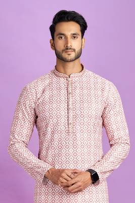 pink digital print  on semi cotton straight kurta churidar without lining fabric 3